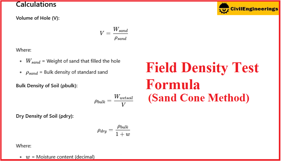 Field Density Test Formula